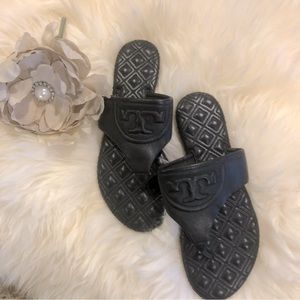 Tory Burch Black Fleming Flat Thong Sandals